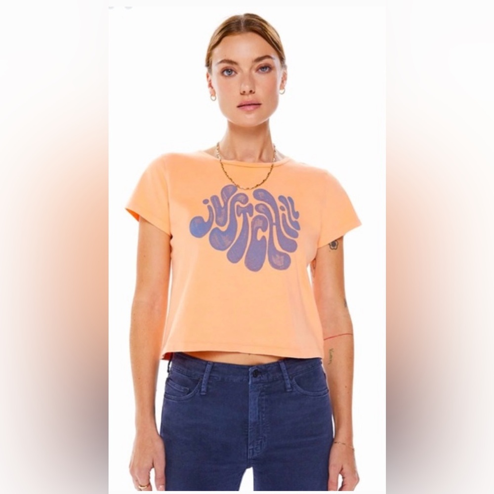 NWT MOTHER The Itty Bitty Crop Tee Just Chill in size L